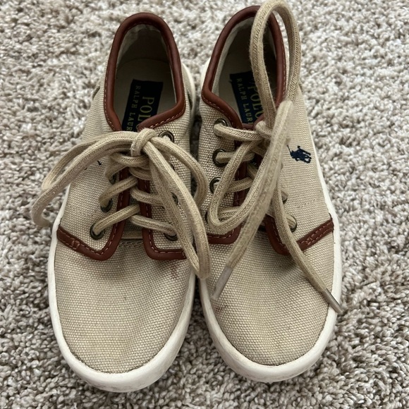 Polo Ralph Lauren Beige Canvas Sneakers toddler size 11 - Picture 1 of 10
